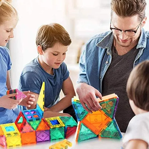 100PCS Magnetic Tiles Blocks for Kids Ages 3-5 4-8,STEM Learning Educational Preschool Magnet Building Toys for Toddlers,Christmas Birthday Gifts Toys for 3 4 5 6 7 8  Year Old Boys Girls