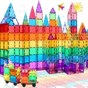 100PCS Magnetic Tiles Blocks for Kids Ages 3-5 4-8,STEM Learning Educational Preschool Magnet Building Toys for Toddlers,Christmas Birthday Gifts Toys for 3 4 5 6 7 8  Year Old Boys Girls