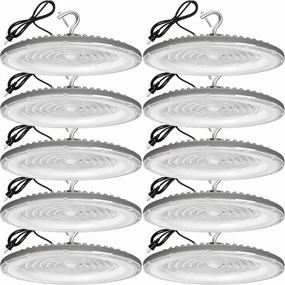 10 Pack 250W UFO Led High Bay Light,120VAC,5000K Daylight Commercial Bay Lighting,IP66 Waterproof,41050LM,1150W MH/HPS with Plug Area Light for Warehouse/Shop/Workshop/Garage/Barn/Gym/Factory