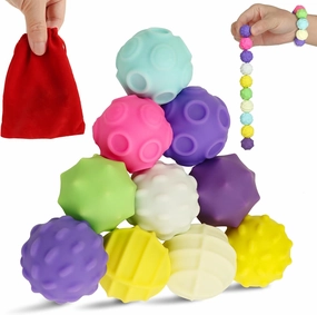 10Pcs Rainbow Texture Sensory Fidget Toy, Multi-Color Educational Science Kit for Anxiety Relief, 28mm DIY Mutual Attraction Desk Balls for Kids Adults, Stocking Stuffers Gift for Party Favors Gift