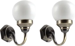 1:12 Scale Dollhouse 12V Wall Sconce, Metal Base Glass Shade with Plug