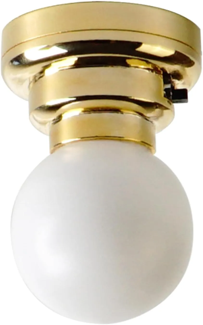 1:12 Scale Dollhouse Battery Powered LED Ceiling Light for Doll, Roombox and Diorama (Gold)