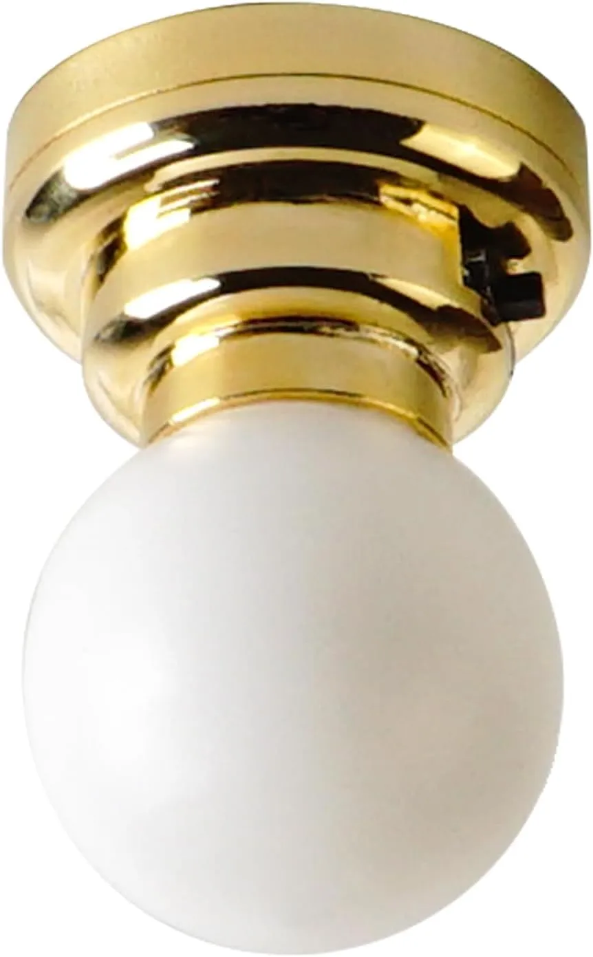 1:12 Scale Dollhouse Battery Powered LED Ceiling Light for Doll, Roombox and Diorama (Gold)