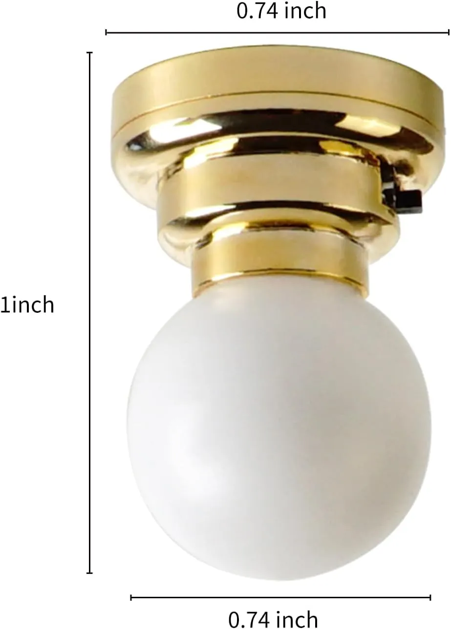 1:12 Scale Dollhouse Battery Powered LED Ceiling Light for Doll, Roombox and Diorama (Gold)