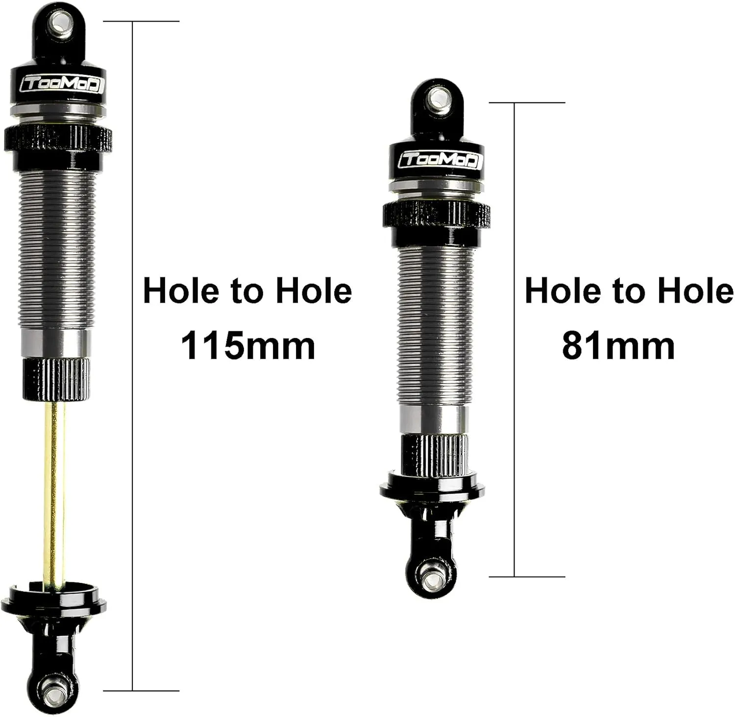 115mm RC Oil Shock Absorber Big Bore Damper for 1/10 Slash,Stampede,Rustler, Hoss,Bandit, Ford, Vorteks,etc. Parts Upgrade Replace（2Pcs）(Black)