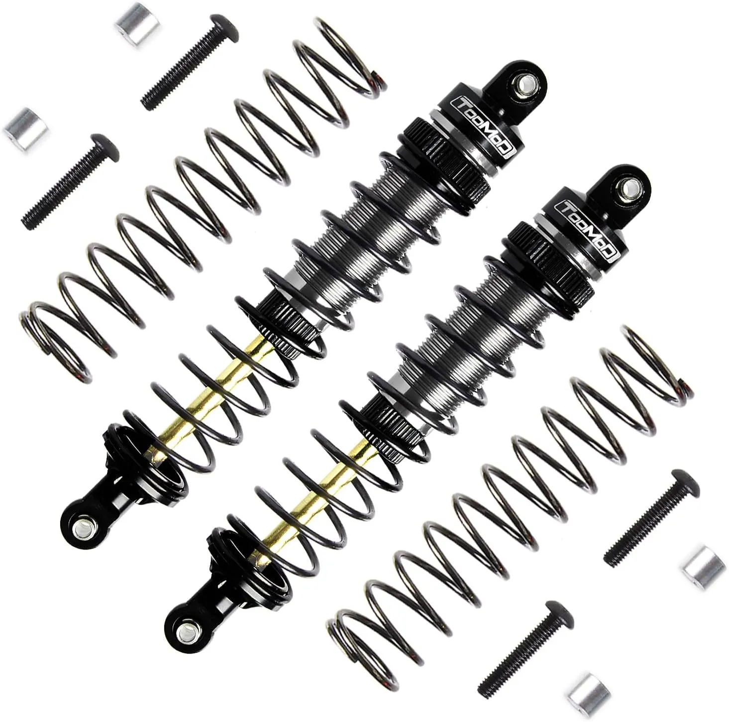 115mm RC Oil Shock Absorber Big Bore Damper for 1/10 Slash,Stampede,Rustler, Hoss,Bandit, Ford, Vorteks,etc. Parts Upgrade Replace（2Pcs）(Black)