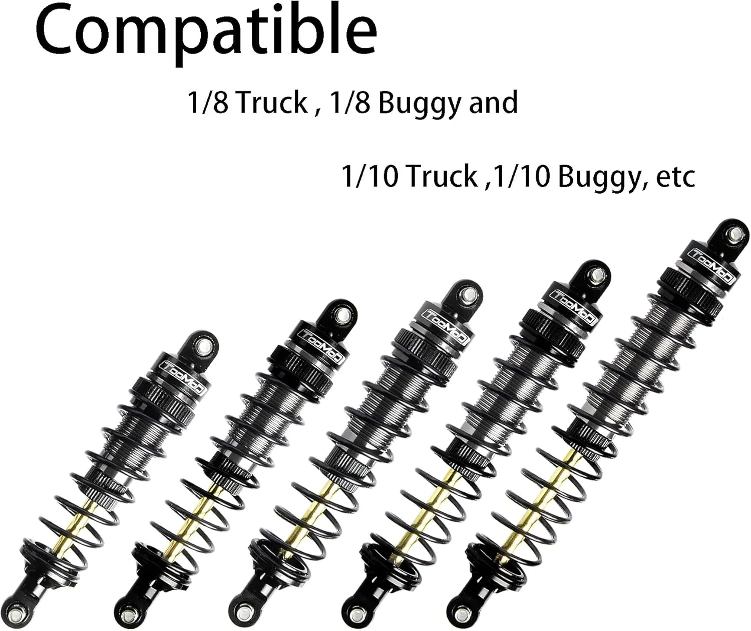 115mm RC Oil Shock Absorber Big Bore Damper for 1/10 Slash,Stampede,Rustler, Hoss,Bandit, Ford, Vorteks,etc. Parts Upgrade Replace（2Pcs）(Black)