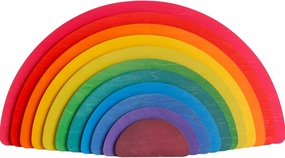 11 pieces of semi-circular stacking toy game rainbow stacking wooden building block set children's building building block set preschool wooden blocks boys and girls colorful learning educational toys