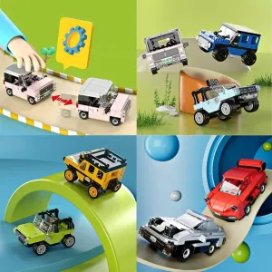 12 Pack Pull Back Car Building Blocks Toy Set - Motorcycle Building Set for Kids, Boys & Car Lovers Age 6 