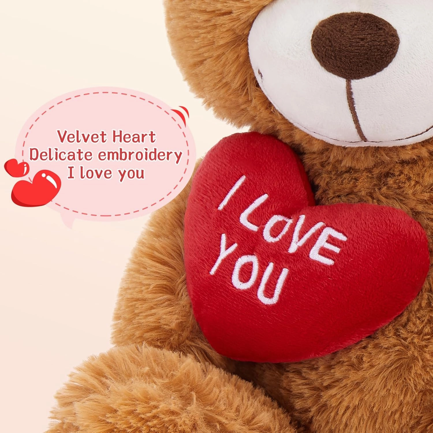 12" Teddy Bear with Heart, Cute Dark Brown Teddy Bear Stuffed Animals for Valentines Soft Bear Plushie Toy Stuffed Bear Plush Gifts for Girlfriend Kid, Christmas