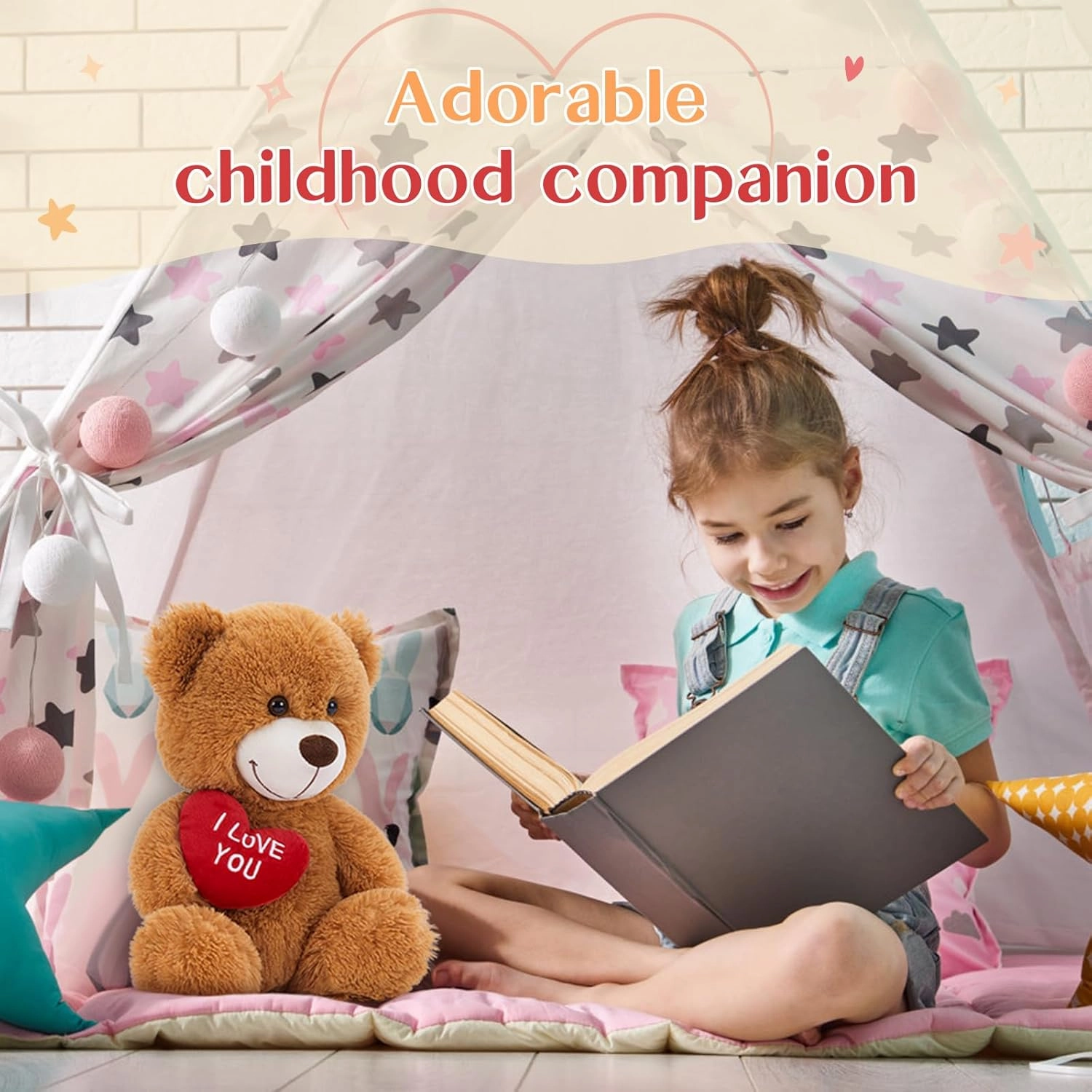 12" Teddy Bear with Heart, Cute Dark Brown Teddy Bear Stuffed Animals for Valentines Soft Bear Plushie Toy Stuffed Bear Plush Gifts for Girlfriend Kid, Christmas