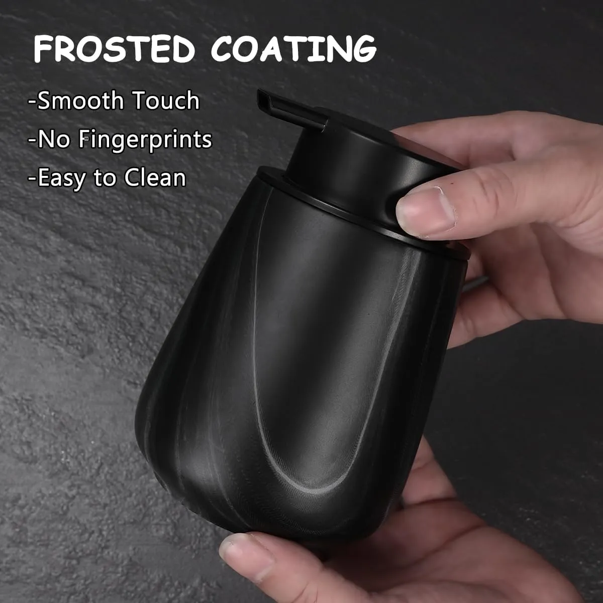 12Oz Ceramic Liquid Soap Dispenser - Modern Lotion Hand Soap Dispenser with Easy-to-Press Black Pump, Reusable and Refillable Dish Soap Dispensers for Bathroom & Kitchen, Marble Black