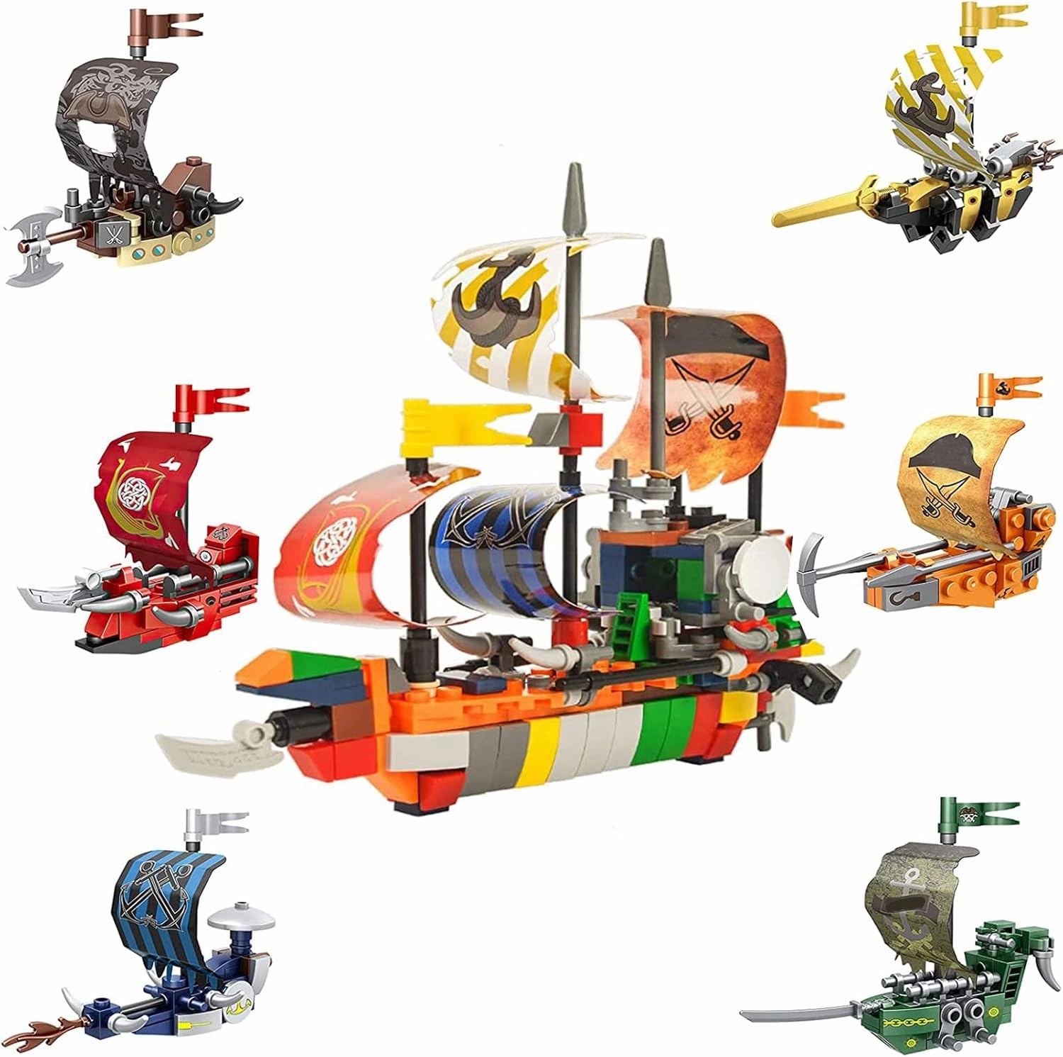 12PCS Pre Filled Easter Eggs with Ship Mini Building Block Toys - 6 in1 Ship Toys Sailboat Model Building Kits Hobby Toy for Kids Age 6  Years Old