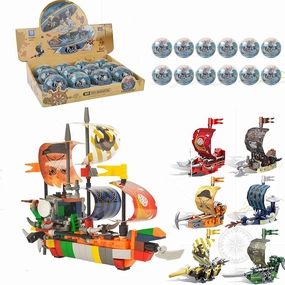 12PCS Pre Filled Easter Eggs with Ship Mini Building Block Toys - 6 in1 Ship Toys Sailboat Model Building Kits Hobby Toy for Kids Age 6  Years Old