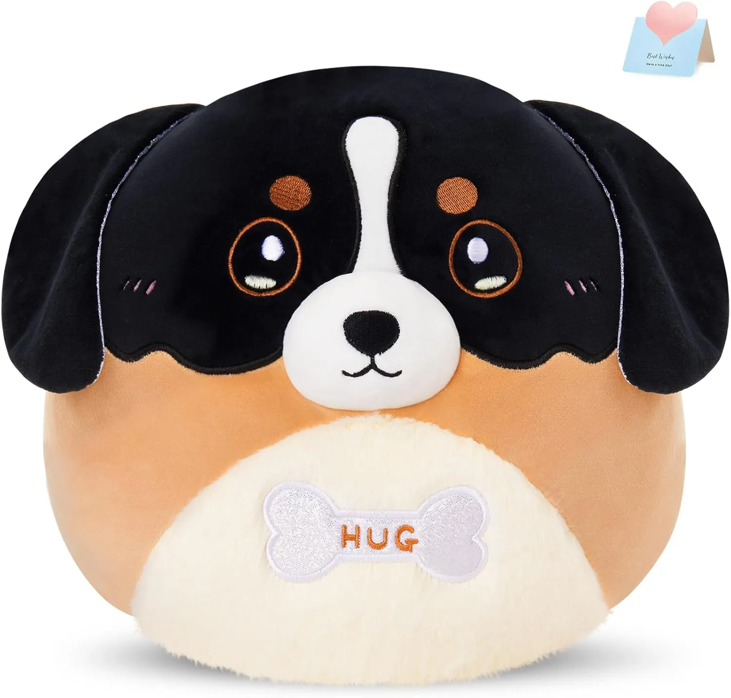 12" Bernese Mountain Dog Plush Pillow, Cute Bernese Mountain Dog Stuffed Animal Soft Puppy Plush Toy Birthday Gifts for Women Boys Girls Pet Dog Lover, Black&Brown