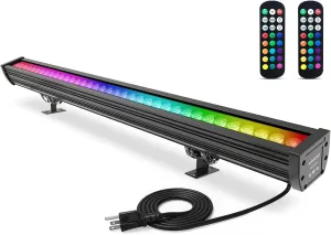 144W Wall Washer Light Dimmable RGBW LED Linear Light Bar, 40in Heavy Duty Wall Wash Lighting IP65 Waterproof Outdoor for Building, Church, Car Washing, Advertising Billboard, Signage, AC120V