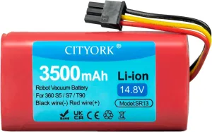 14.8V 3500mAh Replacement Battery for 360 S5 S7 S7 Pro T90 X9 LiDAR Robot Vacuum Cleaner