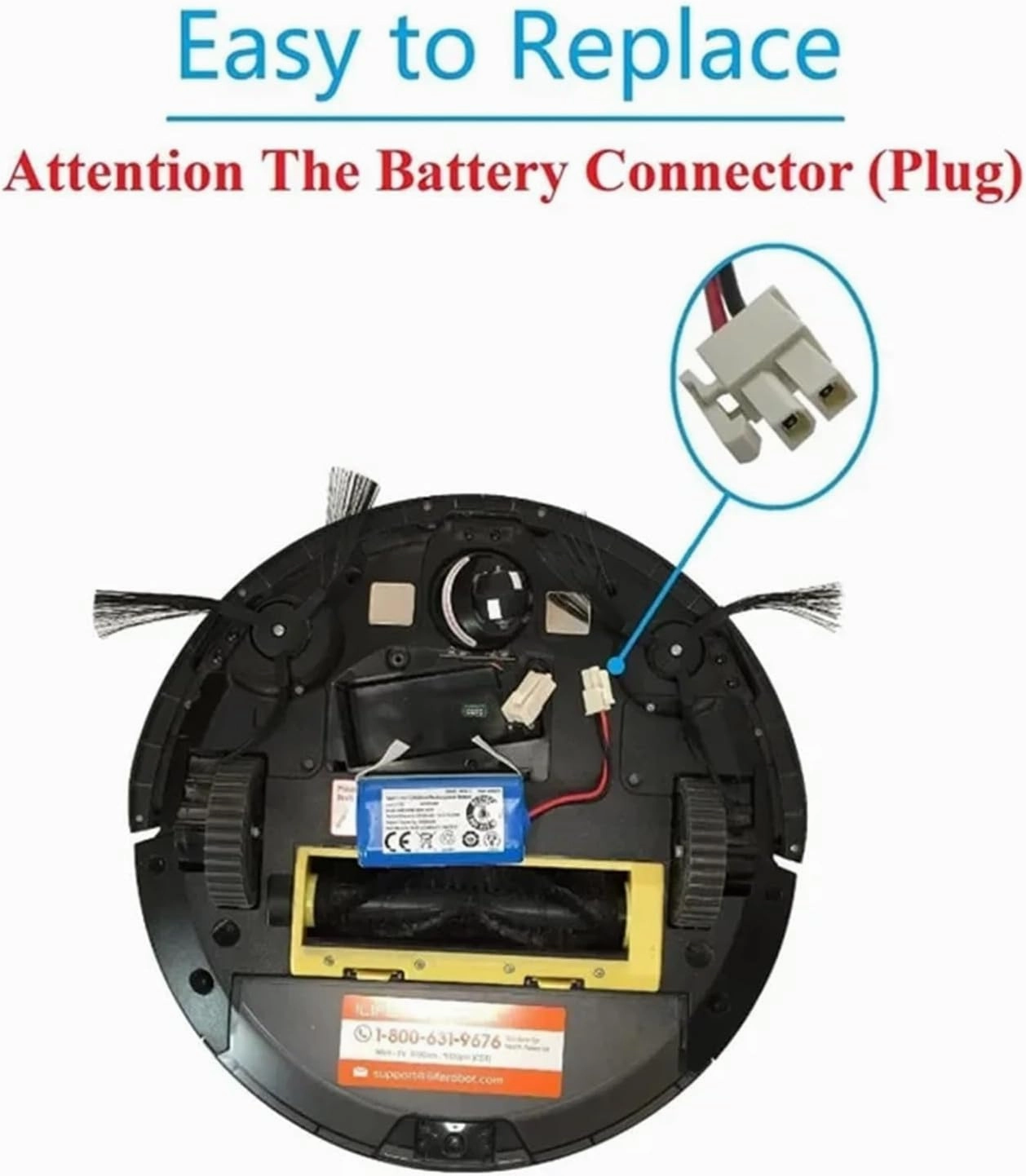 14.8V 2600mah Lithium Battery ，Compatible for ILIFE ，A4s A6 V7s Plus A9s W400 ，Robot Vacuum Cleaner Battery,Replacement of Spare Parts(2600mAh)