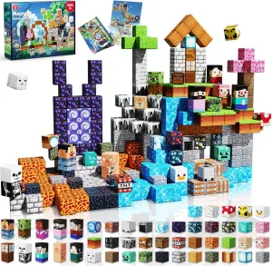 150 PCS Magnetic Blocks - Magnetic Tiles Building Block Toys, STEM Montessori Stacking Toys, Building Cube Game Birthday Gifts for Boys and Girls Age 3  Years Old (Adventure)