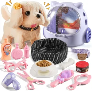 16 Pcs Robot Puppy Dog Toys for Girls Kids Boys, Realistic Robot Puppy Toys with Walk & Bark, Toy Gifts for 3 4 5 6 Year Old Girls Kids Boys, Ideas 3 4 5 6 Year Old Girls Birthday Gifts