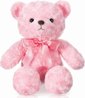 16 Inches Girl's First Bear Plush Stuffed Cute Bear Soft with Bow Plush Animal Toys for Girl Girlfriend Baby Shower Birthday Gifts Valentine Gifts(Pink)