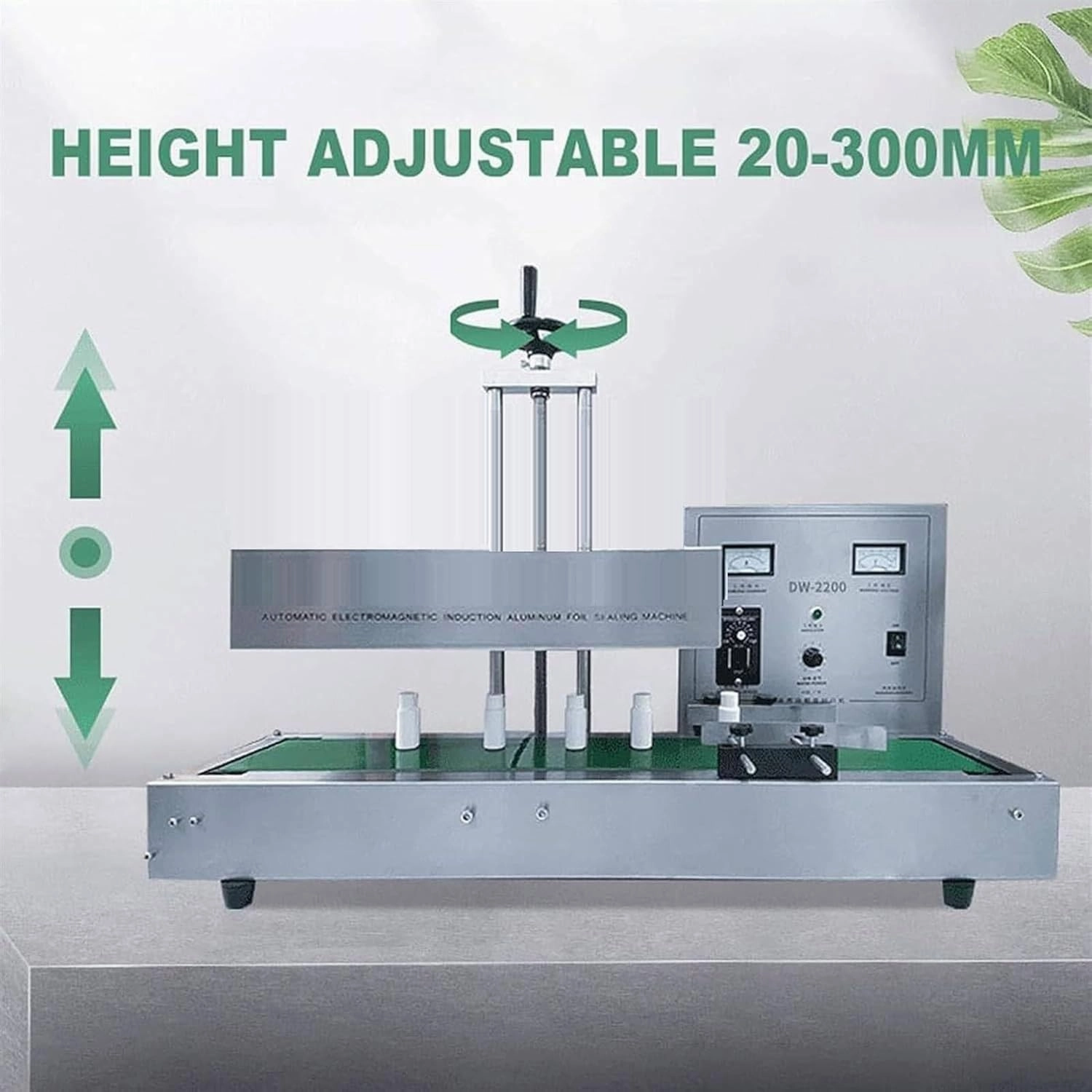 1800W Automatic Aluminum Foil Sealing Machine Continuous Electromagnetic Induction Band Bag Sealer Plastic Bottle Cap Sealer Auto Continuous Sealing Machine,Bottlemouthdiameter50-120mm-110V