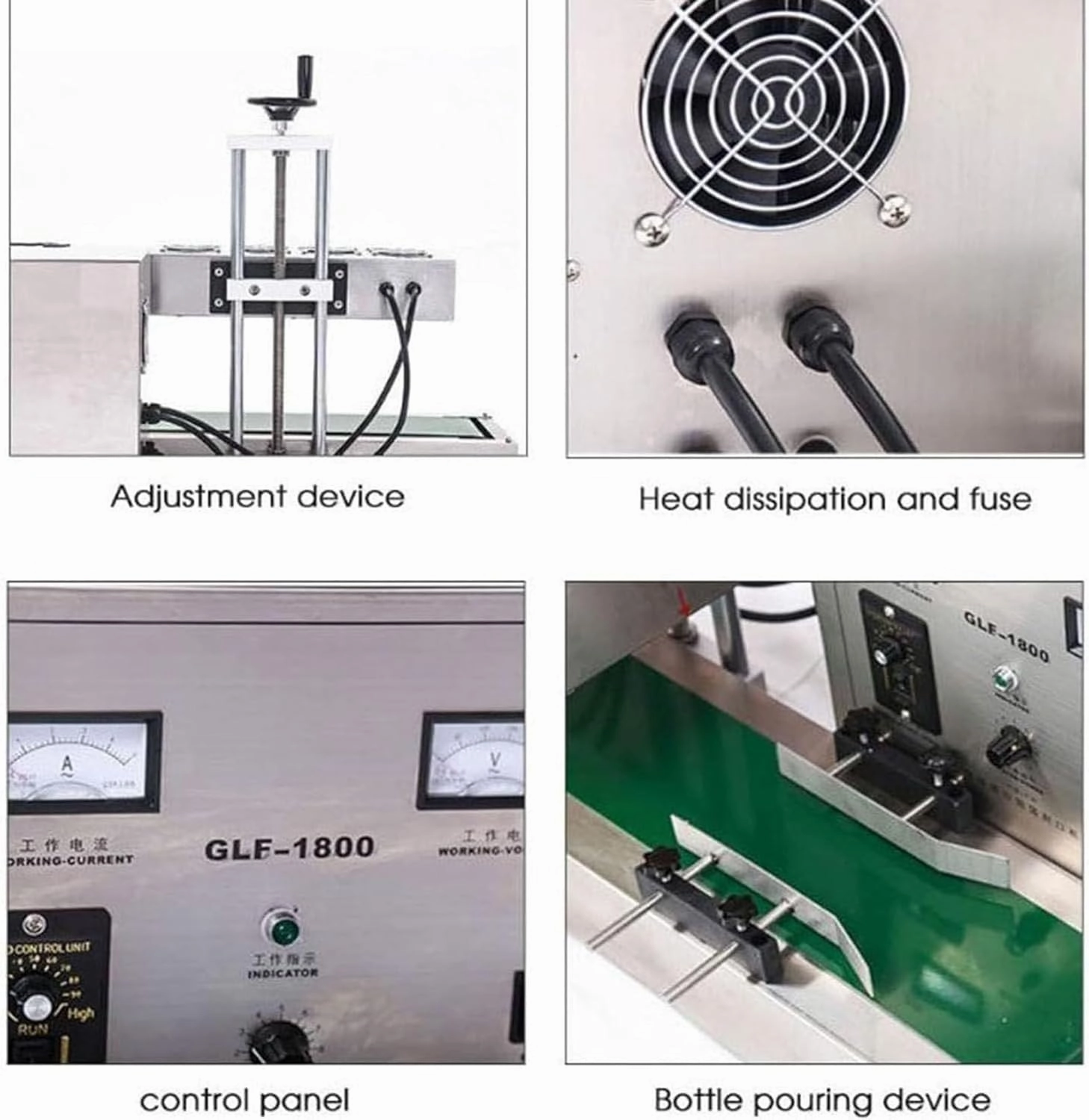 1800W Automatic Aluminum Foil Sealing Machine Continuous Electromagnetic Induction Band Bag Sealer Plastic Bottle Cap Sealer Auto Continuous Sealing Machine,Bottlemouthdiameter50-120mm-110V