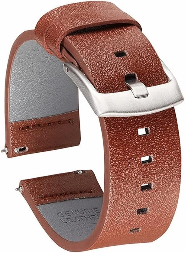 18mm 20mm 22mm 24mm Genuine Leather Strap Watch Watchband for Smart Watch Quick Release Watchbands(White-Patch Five-Pointed star4,18mm)