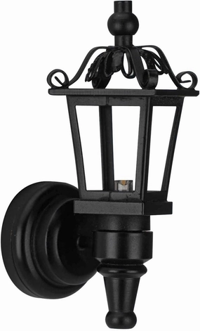1:12 Scale Dollhouse Miniature Battery Operated LED Black Nickel Coach Lamp