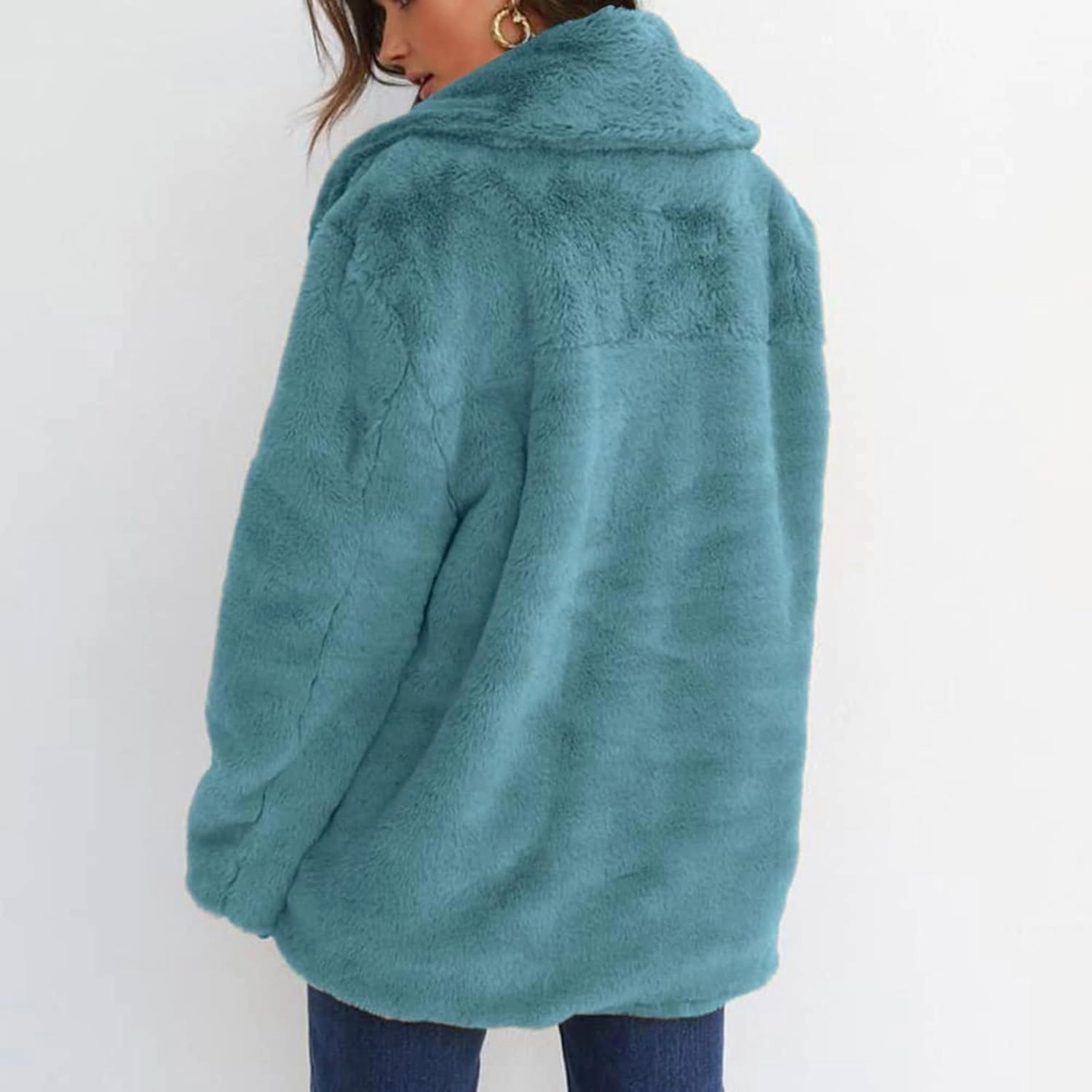 2024 Women's Overcoat Thickened Cardigan Winter Double Faced Fleece Jackets Lapel Snow Coat Elegant Shacket Soft Outwear