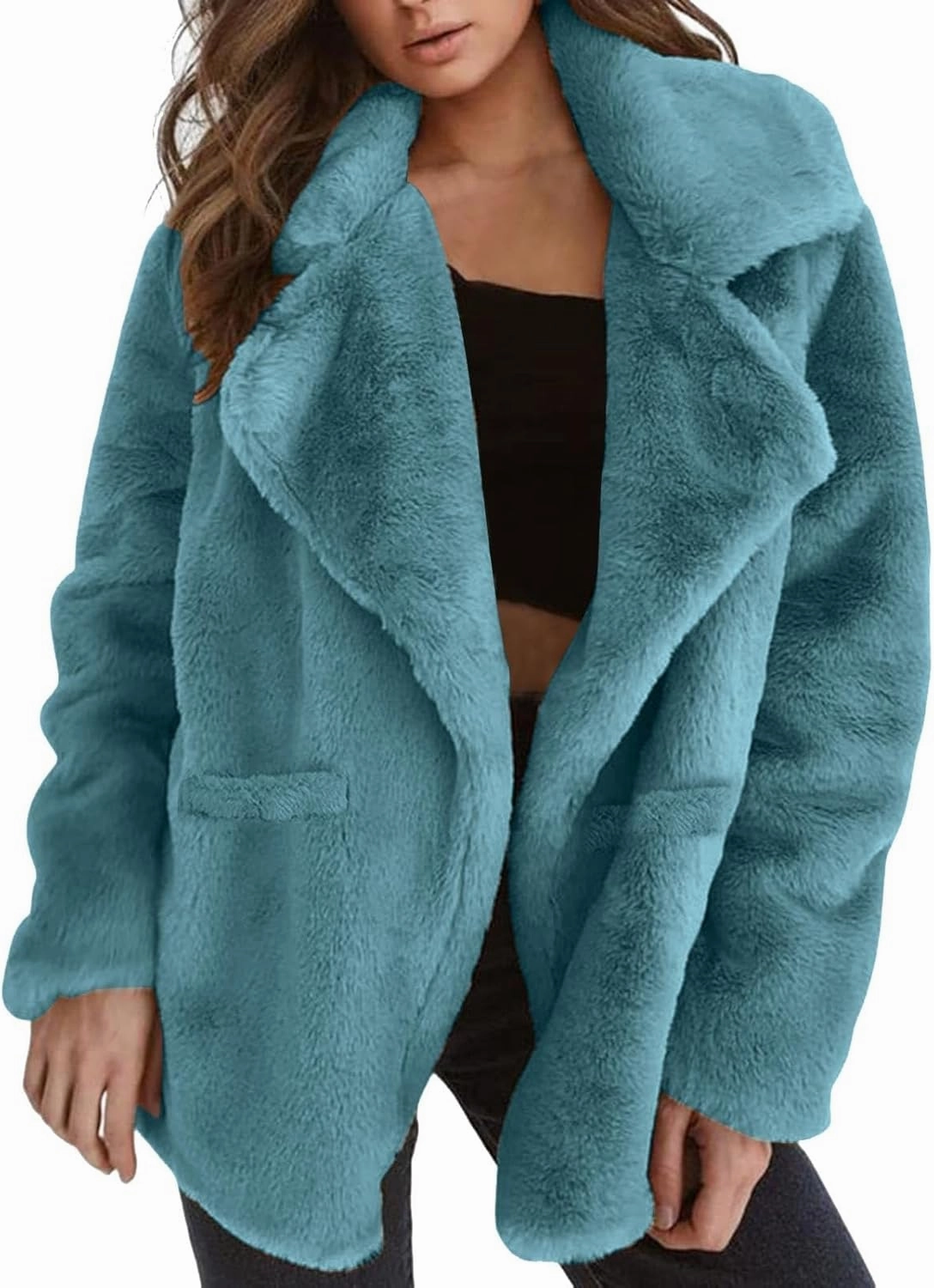 2024 Women's Overcoat Thickened Cardigan Winter Double Faced Fleece Jackets Lapel Snow Coat Elegant Shacket Soft Outwear