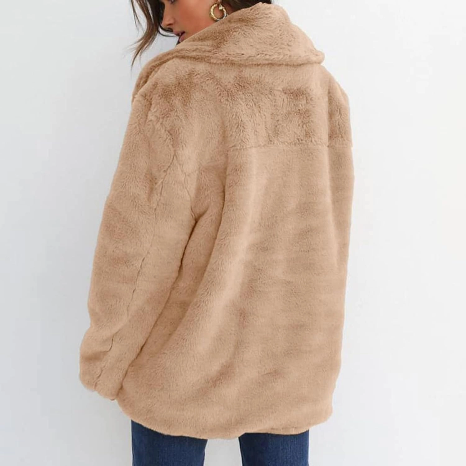 2024 Women's Overcoat Thickened Cardigan Winter Double Faced Fleece Jackets Lapel Snow Coat Elegant Shacket Soft Outwear