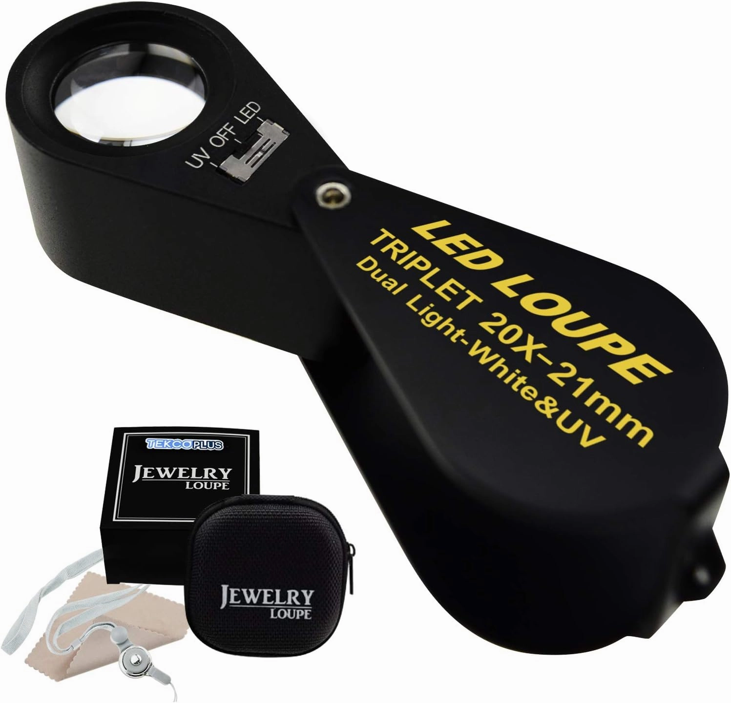 20x 21mm LED Loupe - Professional Triplet Magnifying Glass with LED Illumination, Foldable Jewelry Loupe for Jewelers, Stamp Collectors & Watchmakers Precision Optical Tool