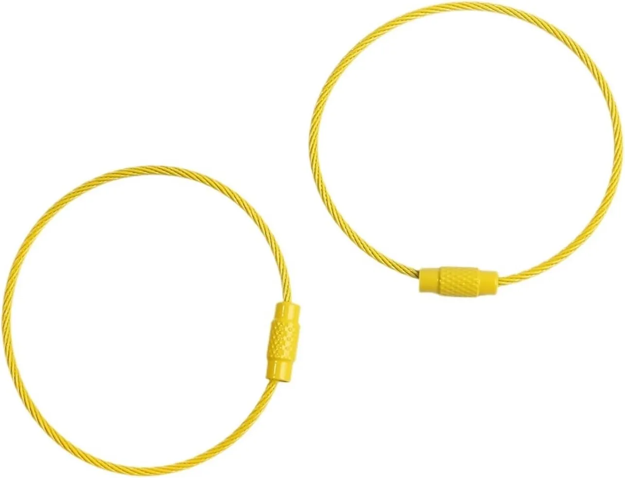 2/10pcs 50cm Colorful Stainless Steel Wire Keychain Cable Loop Screw Lock Rope Key Holder Keyring Key Chain Rings (Color : Yellow, Size : 50cm 10pcs)