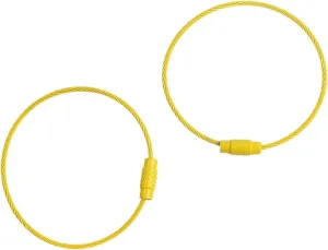 2/10pcs 50cm Colorful Stainless Steel Wire Keychain Cable Loop Screw Lock Rope Key Holder Keyring Key Chain Rings (Color : Yellow, Size : 50cm 10pcs)