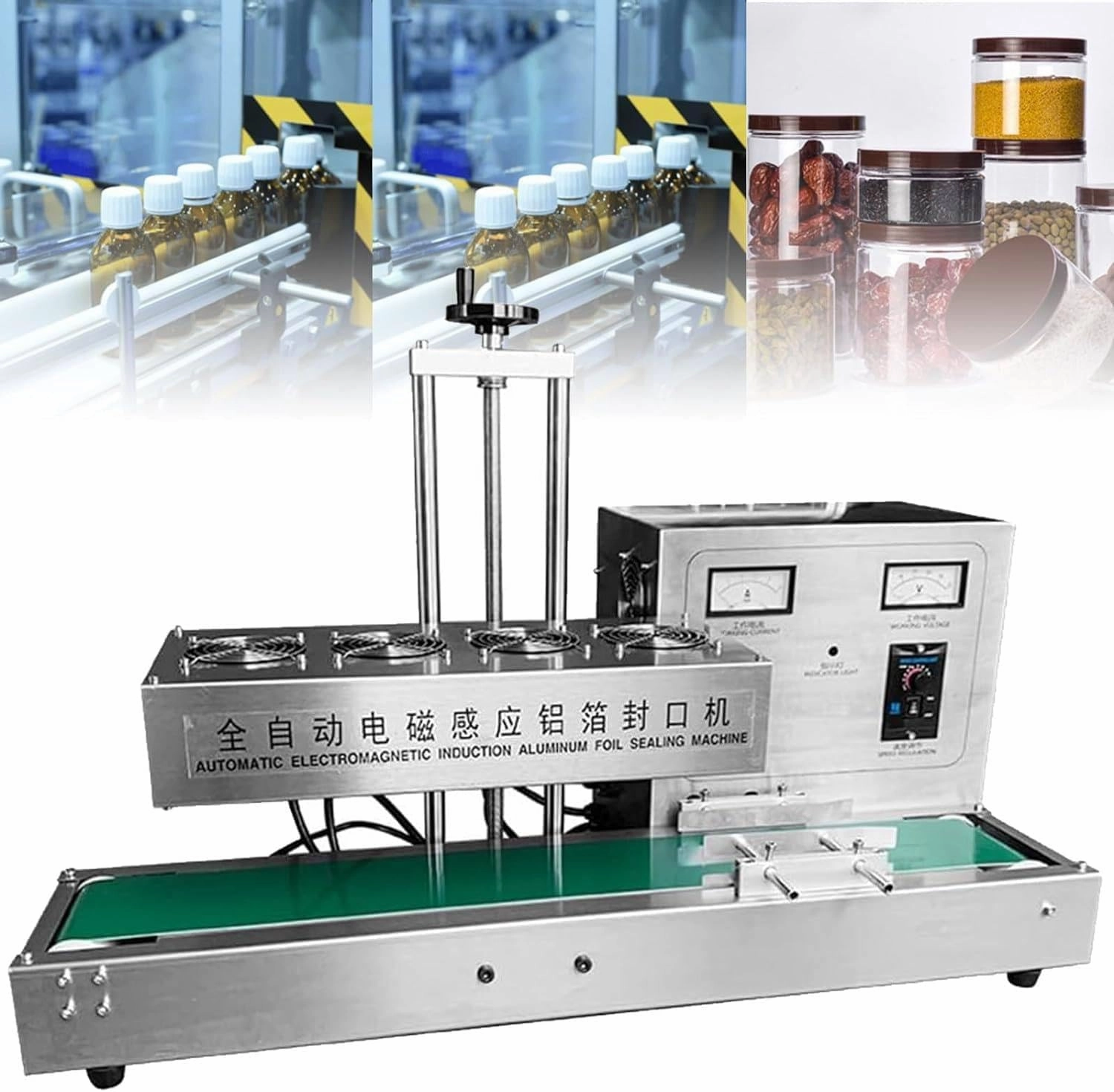 2200W Automatic Aluminum Foil Sealing Machine Continuous Electromagnetic Induction Band Bag Sealer Plastic Bottle Cap Sealer Auto Continuous Sealing Machine,Diameter60-130mm