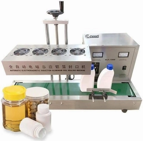 2200W Automatic Aluminum Foil Sealing Machine Continuous Electromagnetic Induction Band Bag Sealer Plastic Bottle Cap Sealer Auto Continuous Sealing Machine, Diameter 15-120mm,30-120mm