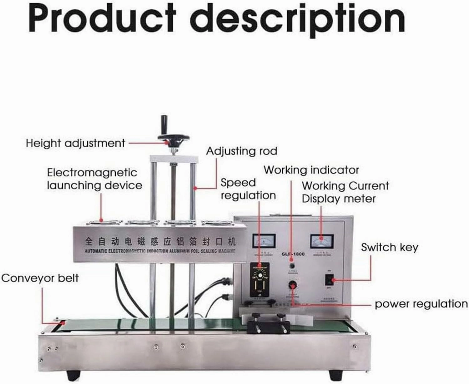 2200W Automatic Aluminum Foil Sealing Machine Continuous Electromagnetic Induction Band Bag Sealer Plastic Bottle Cap Sealer Auto Continuous Sealing Machine, Diameter 15-120mm,30-120mm