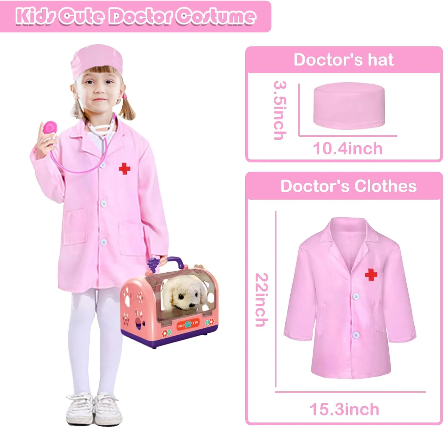 24 Pcs Dog Toys Doctor Kit for Kids, Walking and Barking Electronic Interactive stuffed Puppy Toy with Pretend Playset for Toddlers, Pet Care Veterinarian Toy Set, Girl Role Play Gift for 3-6 Year Old