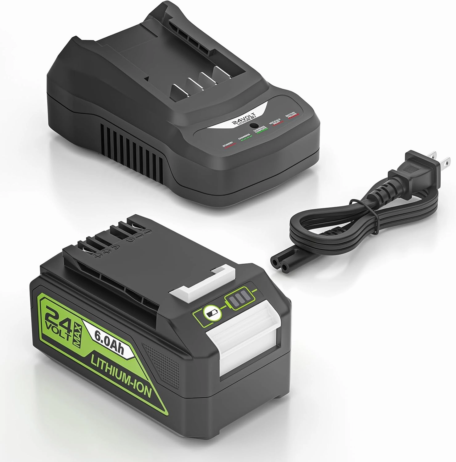 24V 6Ah Battery for Bissell CleanView XR/CleanView XR Pet Stick Vacuum Cleaner 3789U, 51.6W Fast Charger for Bissell Cleanview XR Battery & XR Pet Battery 4054