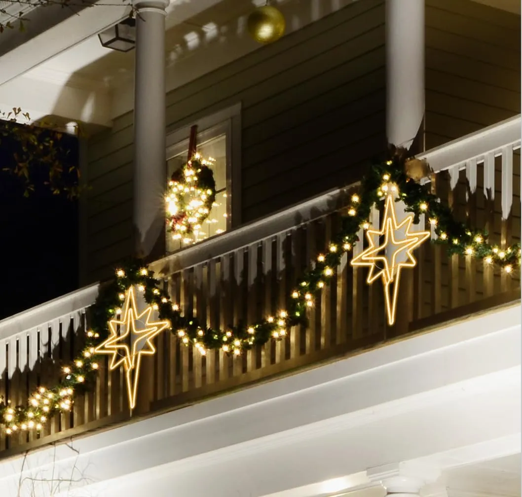 25" 360LED Lighted Star of Bethlehem Christmas Light,Holiday Wall Hanging for Outdoor and Home(Warm White)