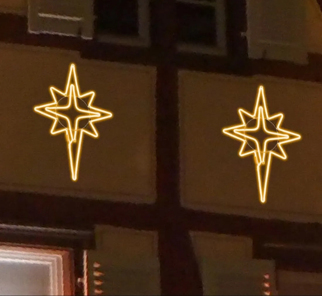 25" 360LED Lighted Star of Bethlehem Christmas Light,Holiday Wall Hanging for Outdoor and Home(Warm White)