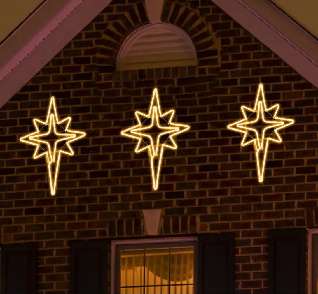 25" 360LED Lighted Star of Bethlehem Christmas Light,Holiday Wall Hanging for Outdoor and Home(Warm White)