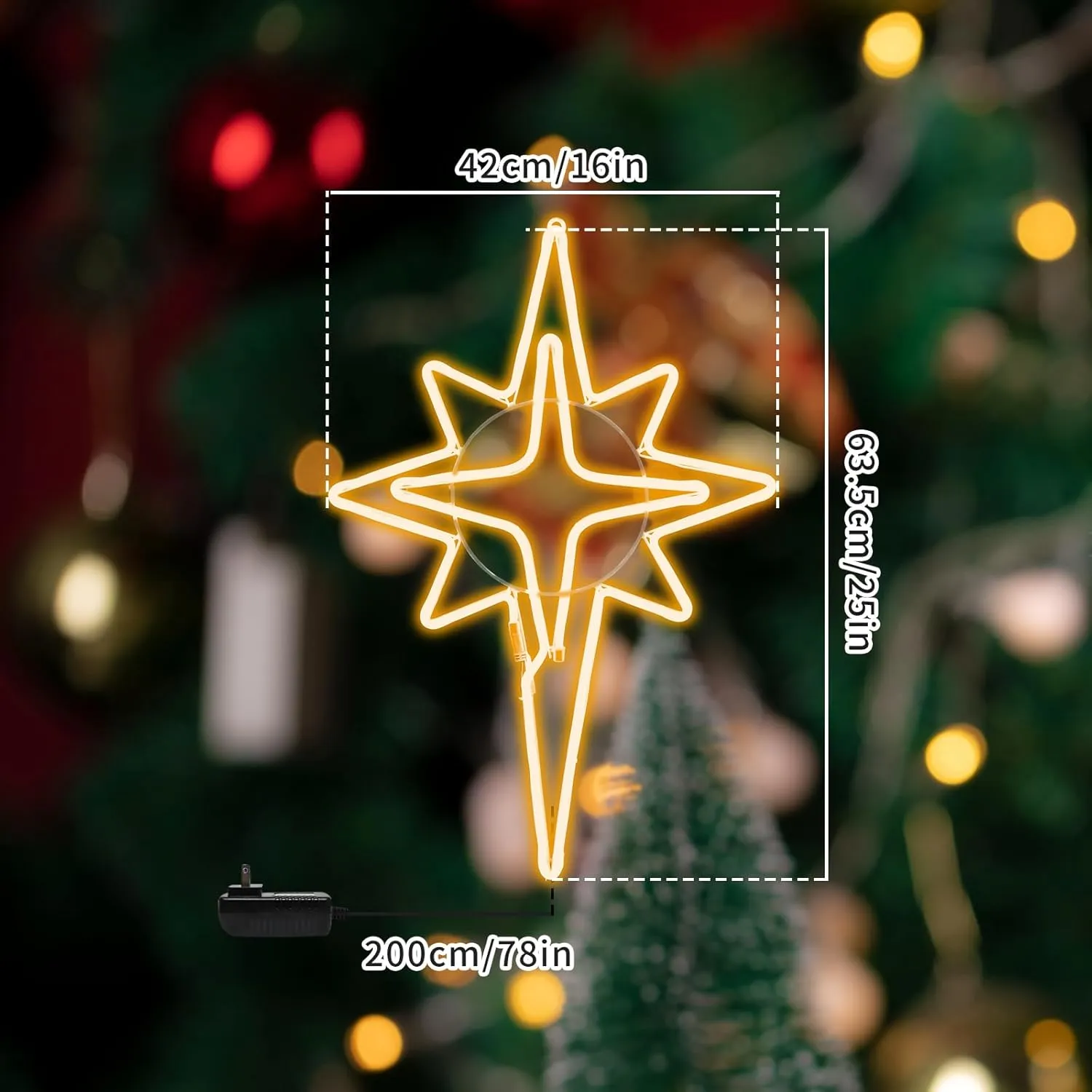 25" 360LED Lighted Star of Bethlehem Christmas Light,Holiday Wall Hanging for Outdoor and Home(Warm White)
