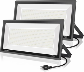 2 Pack 800W LED Flood Light Outdoor,3750W Equivalent Super Bright FloodLight with Plug,88500LM 5000K Daylight White IP66 Waterproof Commercial Lighting for Sports Fields,Counts,Arena,Stadium