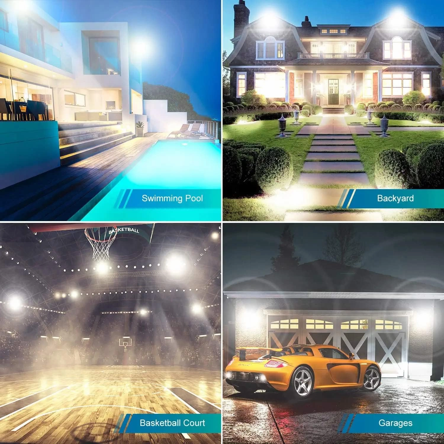 2 Pack 800W LED Flood Light Outdoor,3750W Equivalent Super Bright FloodLight with Plug,88500LM 5000K Daylight White IP66 Waterproof Commercial Lighting for Sports Fields,Counts,Arena,Stadium