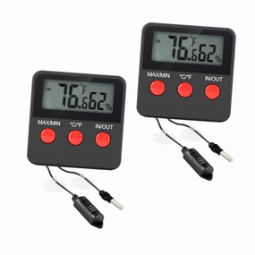 2 Sets Digital Hygrometer and for Reptile Tank of Temperature and Humidity Monitors for Pet Care and Egg Incubation Durable and Easy to Clip