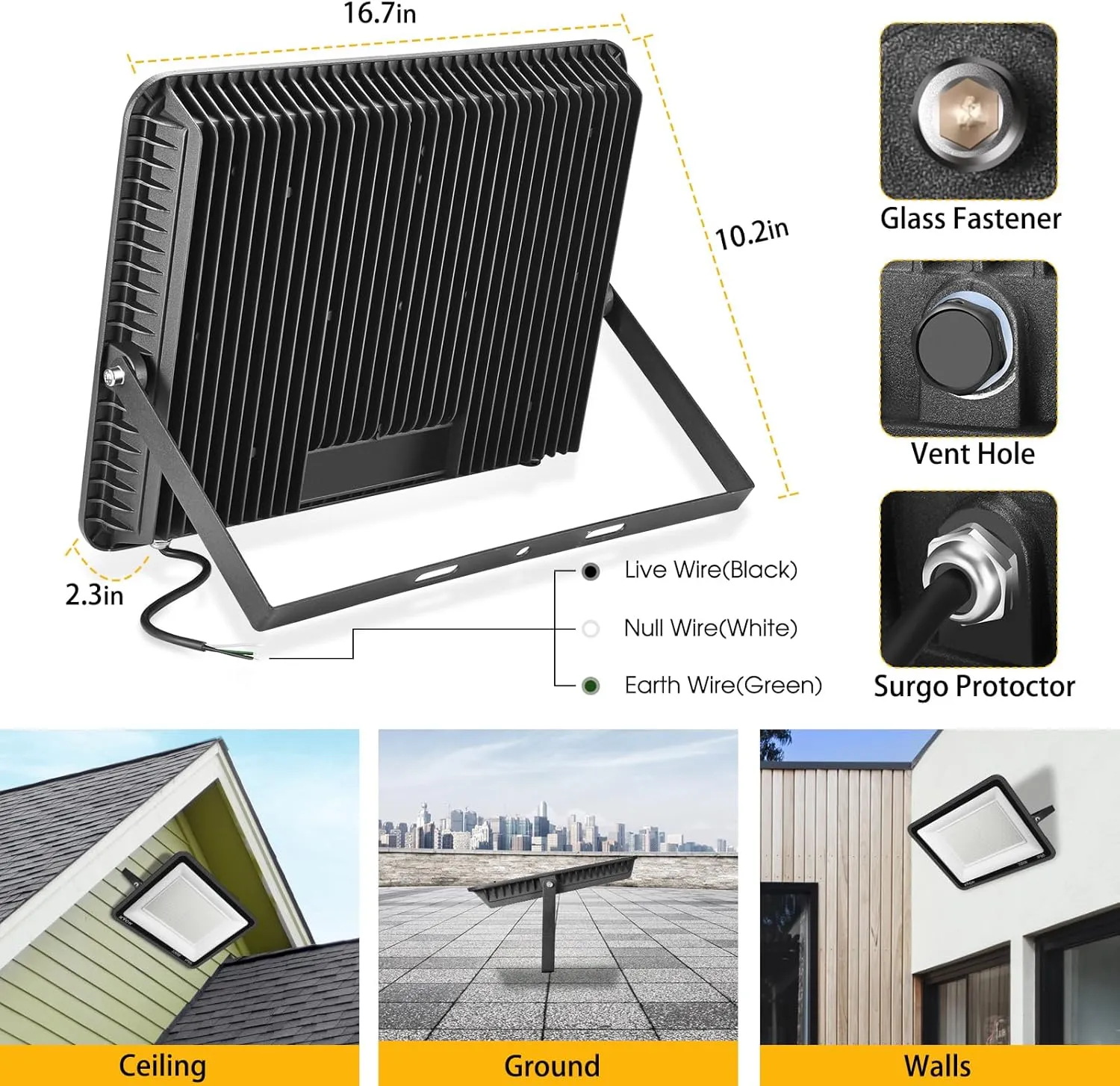 2pack 400W LED Flood Lights Outdoor, 5000K Daylight White 50000LM Super Bright LED Arena Lights 100-277V IP66 Waterproof Commercial Lighting for Sports, Fields, Stadiums