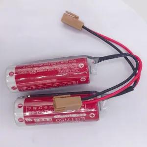 2pcs ER17/50 Battery with Brown Plug for Yaskawa OTC Manipulator ER17500V Body Robot 3.6V Battery