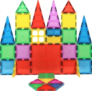 32-Piece Extra Strong Magnetic Tiles Set - Magnets for Kids, 3D Tile Assorted Shapes & Colors, STEM Learning Toys for Ages 3 , Ideal Gift for Creative & Educational Play, Building Blocks